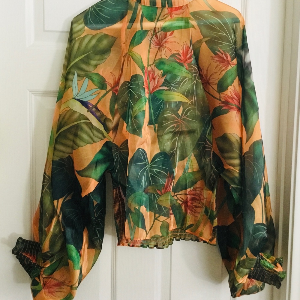 CQ YELLOW PRINT BALLOON SLEEVE TOP